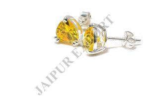 Heart Shape Sterling Silver Citrine Gemstone Stud Earring