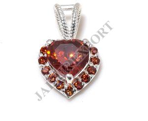 Heart Shape Sterling Silver Garnet Gemstone Pendant