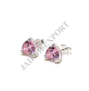 Heart Shape Sterling Silver Morganite Gemstone Stud Earrings