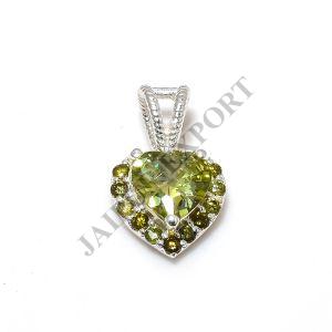 Heart Shape Sterling Silver Peridot Gemstone Pendant