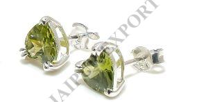 Heart Shape Sterling Silver Peridot Gemstone Stud Earrings