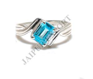 Lab Created Sterling Silver Blue Topaz Gemstone Ring