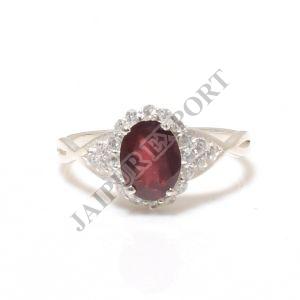 Oval Cut Sterling Silver Garnet Gemstone Ring