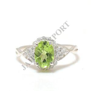 Oval Cut Sterling Silver Peridot Gemstone Ring