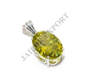 Oval Shape Sterling Silver Peridot Gemstone Pendant