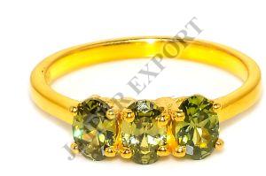 Oval Shape Sterling Silver Peridot Onyx Gemstone Ring