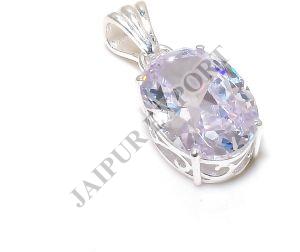 Oval Shape Sterling Silver Zircon Gemstone Pendant