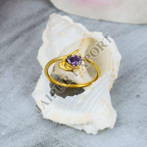 Pear Cut Sterling Silver Amethyst Gemstone Ring