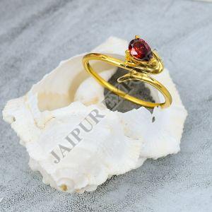 Pear Cut Sterling Silver Garnet Gemstone Ring