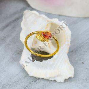 Pear Cut Sterling Silver Orange Topaz Gemstone Ring