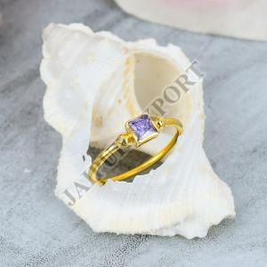 Sterling Silver Amethyst Gemstone Baguette Ring