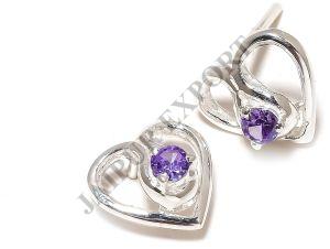 Sterling Silver Amethyst Gemstone Stud Earrings