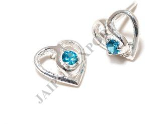 Sterling Silver Blue Topaz Gemstone Stud Earrings