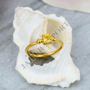 Sterling Silver Citrine Gemstone Baguette Ring