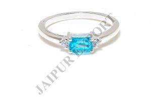 Sterling Silver Cubic Zirconia Blue Topaz Gemstone Ring