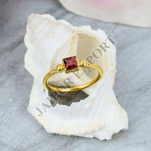 Sterling Silver Garnet Gemstone Baguette Ring