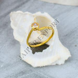 Sterling Silver Gold Plated Golden Topaz Gemstone Ring