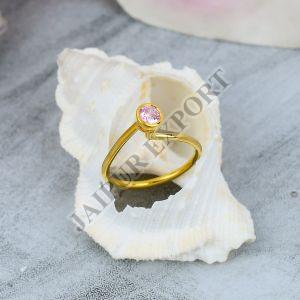 Sterling Silver Gold Plated Morganite Gemstone Ring