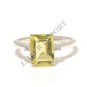 Sterling Silver Lemon Topaz Gemstone Radiant Ring