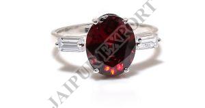 Sterling Silver Oval Cut Dark Garnet Gemstone Ring