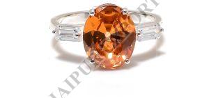 Sterling Silver Oval Cut Orange Topaz Gemstone Ring