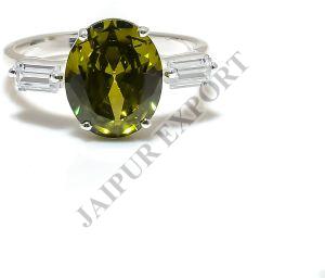 Sterling Silver Oval Cut Peridot Gemstone Ring