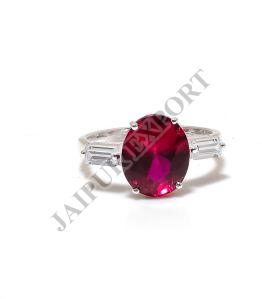 Sterling Silver Oval Cut Ruby Gemstone Ring