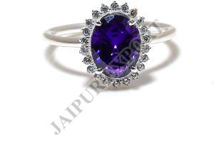 Sterling Silver Oval Shape Amethyst Gemstone Ring