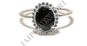 Sterling Silver Oval Shape Black Onyx Gemstone Ring