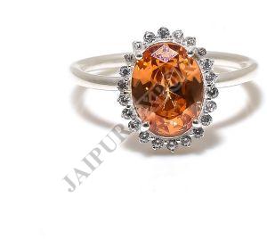 Sterling Silver Oval Shape Golden Topaz Gemstone Ring