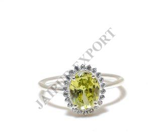 Sterling Silver Oval Shape Lemon Topaz Gemstone Ring