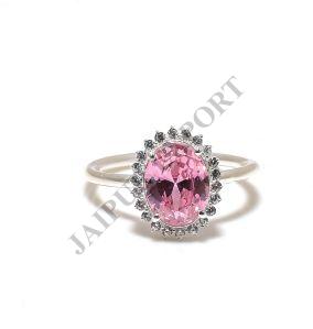 Sterling Silver Oval Shape Morganite Gemstone Ring