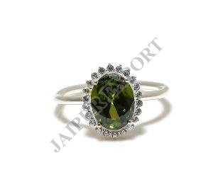 Sterling Silver Oval Shape Peridot Gemstone Ring