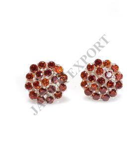 Sterling Silver Red Garnet Gemstone Earring