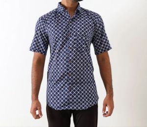 Mens Blue Checked Casual Shirts