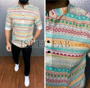 Mens Full Sleeves Digital Printed Short Kurta