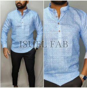 Mens Half Sleeves Printed Short Kurta