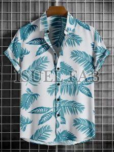 Mens Lycra Leaf Print Half Sleeve Shirt