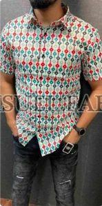 Mens Multicolour Casual Half Sleeve Shirt