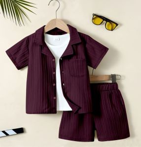 Fancy Popcorn Maroon Shirts and Shorts For Boys and Girls