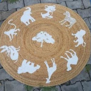 Animal Printed Jute Round Rug