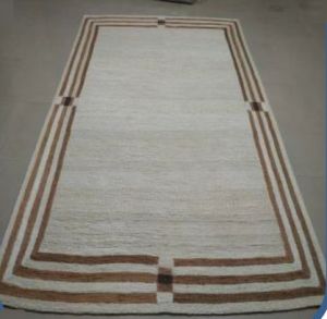 Off White and Brown Rectangular Jute Rug