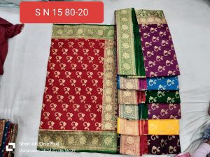 nakli katan banarasi contrast all over saree