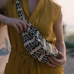 Hand block printed crossbody bag