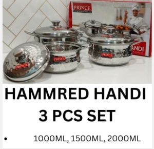 3 Pcs Hammered Handi Set Steel