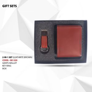 2-in-1  Set (Leather Brown) Gent Wallet with Key Ring