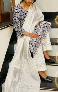 Chikan Kurti Palazzo Set with Dupatta