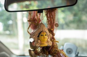 eco-friendly car decor miniature durga maa face