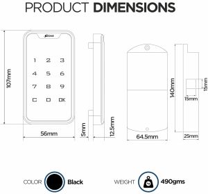 Ozone 201 Smart Furniture Lock with Password Access For Wooden/Metal Cabinets & Wardrobes