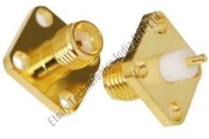 SMA Female 4 Hole Panel Mount Connector with 5mm Teflon